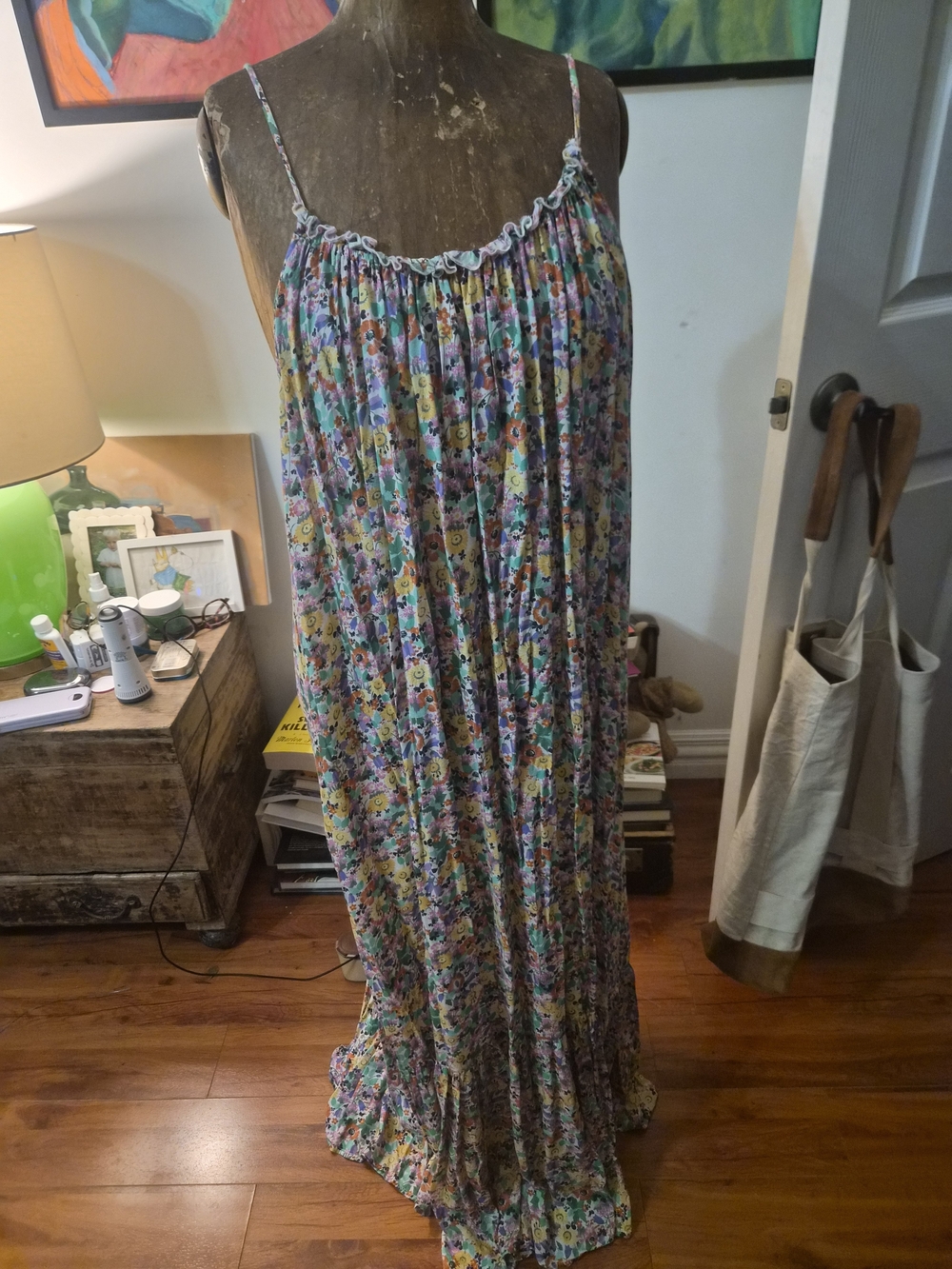 Anthropologie Floral Maxi Dress in Lavender, Yellow, Teal